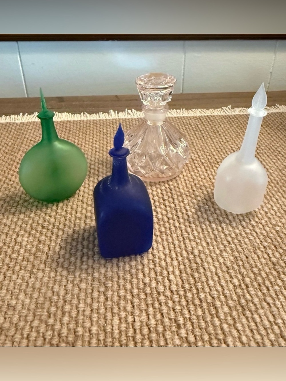 Vintage handblown decanters glass perfume bottles essentials oil bottles ~blue